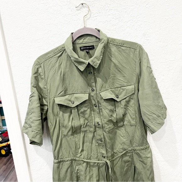 Banana Republic Romper Women's 12 Green Button Playsuit Safari Utility Summer - Picture 3 of 6